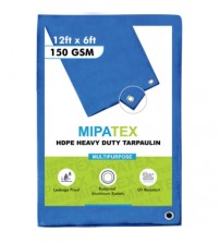 Mipatex Tarpaulin / Tirpal 12 Feet x 6 Feet 150 GSM (Blue)
